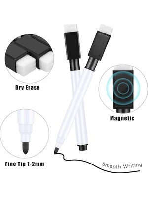 Magnet 2 Adet Beyaz Tahta Kalemi Silgili Mıknatıslı Mini Boy