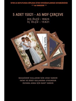 5 Adet 15X21 Mdf Ahşap A5 Ahşap