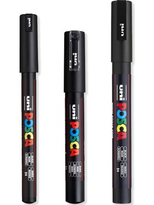 - Ultra Ince - Ince Boya Marker Kalem Seti - Pc-1mr, Pc-1m, Pc-3m - Siyah Mürekkep - 3'lü Paket
