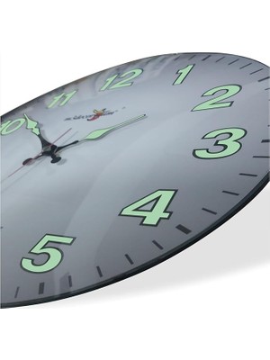 Yapmayan Mat Beyaz Zemin Sessiz Kayar Saniye Fosforlu Gece Görünen 35 cm Camlı Duvar Saati