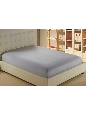Çift Kişilik Jumbo Boy Penye Lastikli Çarşaf Açık Gri 200X200