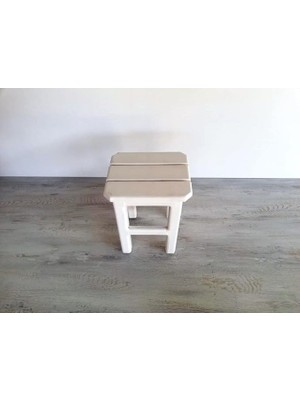 Mobilya Ahşap Ahşap Tabure Beyaz
