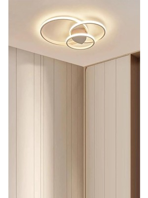 Modern Tasarım Salon - Mutfak - Hol Beyaz LED 3 Lü Avize (Beyaz)