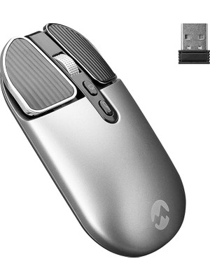 SM-620 2in1 Bluetooth+2,4ghz Şarjlı Metalik Süper Sessiz Mobil-Tv-Pc Destekli Kablosuz Mouse (Gr�