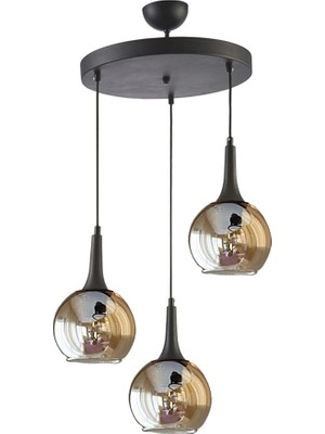 Avize Fred Modern Dekoratif Siyah Renk Bal Camlı Sarkıt Salon - Mutfak - Yatak Odası 3 Lü Avize