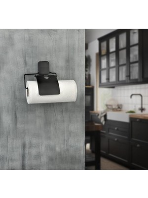 Kağıt Rulo Havluluk Peçetelik Havlu Kağıtlık Mat Siyah Banyo Mutfak Düzenleyici