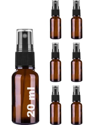 20 ml Siyah Spreyli Amber Cam Şişe 20 cc Sızdırmaz Kapaklı Fısfıs Kahverengi Cam Şişe 6 Ade