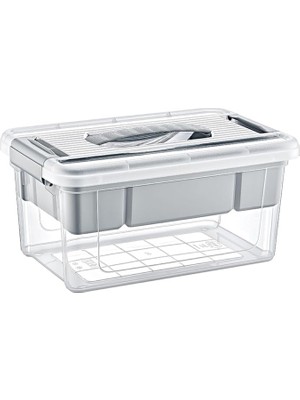 Home Bölmeli ve Katlı Plastik Organizer Makyaj Düzenleyici – Kilitli Takım Sandığı Organize