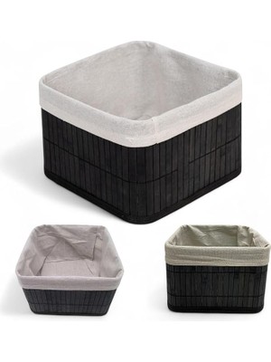 Bambu Çok Amaçlı Saklama Kutusu Düzenleyici Kare Organizer, Dekoratif Bambu Düzenleyici Siyah