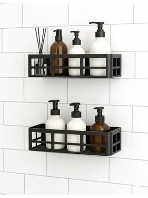 Home 2 Adet Yapışkanlı Banyo Organizer Duş Rafı – Delmeden Montaj, Su Geçirmez Banyo ve Mutf