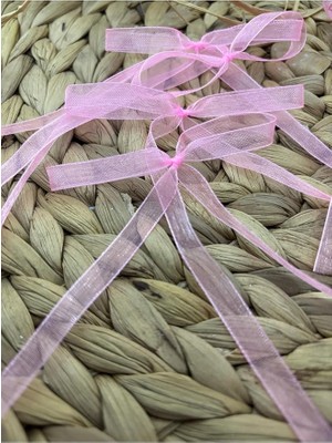 6 mm Organze Hazir Fiyonk Kurdele 10 Adet Balon Pasta Kurdelesi