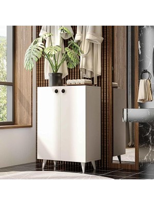 2 Kapaklı 3 Raflı Çok Amaçlı Dolap Ayakkabılık Mutfak Banyo Kiler Dolabı