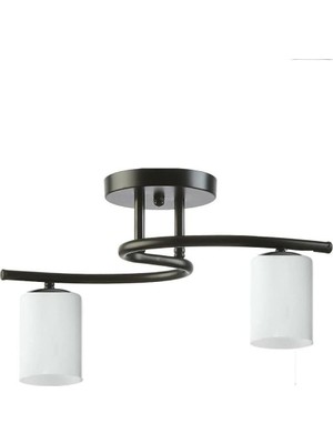 Avize Fuji Modern Spor Tavan Plofonyer Silindir Camlı Salon - Mutfak - Yatak Odası 2 Li Siyah Aviz
