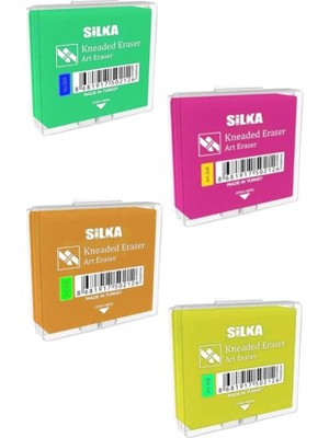 Hamur Silgi Kutulu 4 Adet Silka Hamur Silgi Çizim Silgisi Yoğrulabilir Silgi Plastik Kutulu Resim