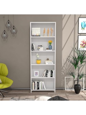 Mobilya Melisa 5 Raflı Kitaplık Beyaz