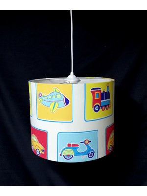 UltraMint Renkli ve Şık Çocuk Odası Avizesi, Kumaş Kaplama, 30 cm Çap