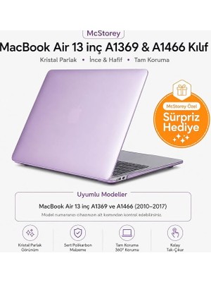MacBook Air 13 Inç Kılıf A1369 A1466 Uyumlu Şeffaf Kristal Hard Case Sert Koruyucu Kapak Ince