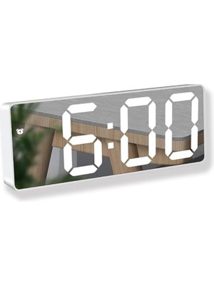 Dijital Çalar Saat Aynalı Termometre Alarm Takvimli LED Dijital Modern Masa Saati