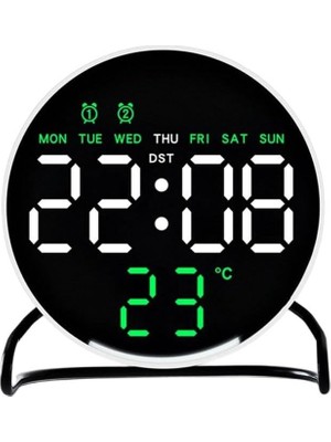 LED Dijital Masa Saati Alarm Sıcaklık Takvim Göstergeli USB Gece Işıklı Masa Saati Çift Alarm