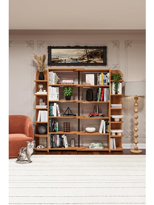 Trend Petra Desen Dk-01 Modüler Kitaplık 176X155 cm 17 Raflı L Şeklinde Köşe Kitaplık Düz Ku