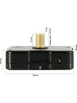 Saat Mekanizması, 18 mm Sessiz Duvar Saati Mekanizması Askısız Akrep-Saniye-Yelkovan Set Exiznm5