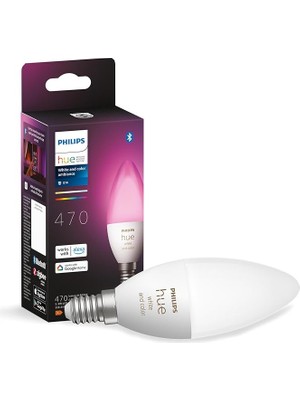 Hue 5.3W Renkli Akıllı B39 E14 LED Ampul, Bluetooth Özellikli