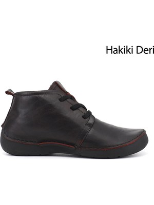 Gönderi(r) Kadın Antik Bordo  Bağcıklı Hakiki Deri Comfort Bot