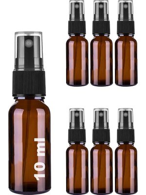 10 ml Siyah Spreyli Amber Cam Şişe 10 cc Sızdırmaz Kapaklı Fısfıs Kahverengi Cam Şişe 6 Ade