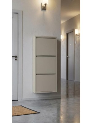 Üçlü Metal Ayakkabılık Premium (Bej)
