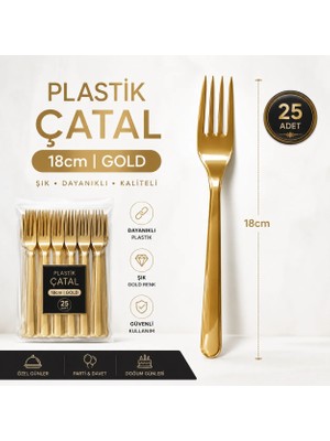 Plastik Çatal Gold 18CM - 25 Adet