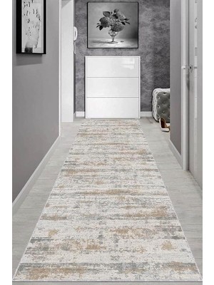 Home Makinede Yıkanabilen Kaymaz Tabanlı Vintage Kesme Yolluk AR648, Bej, 80 x 140
