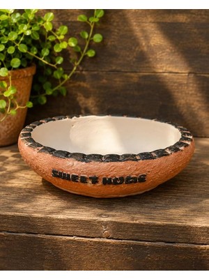 Home Oval Taş Saksı Retro Tasarım 21X27 cm Beton Asimetrik 2 L