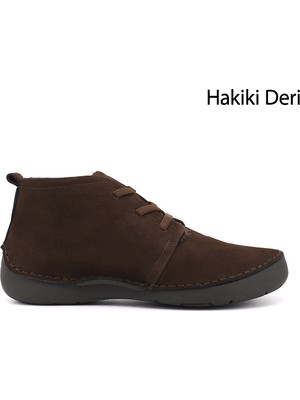 Gönderi(r) Kadın Kahve Nubuk  Bağcıklı Hakiki Deri Comfort Bot