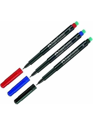 Castell Multimark Permanent Asetat Kalemi 0.4 Mm, 3 Renk Set, Siyah-Kırmızı-Mavi
