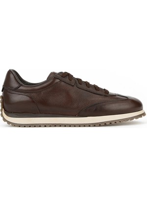 Elevli Hakiki Deri Erkek Sneaker Ayakkabı – Kahverengi