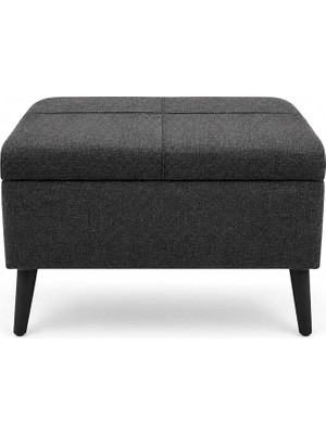 Art Home Sandıklı Keten Kumaş Puf | 60 x 45 x 40 | (Antrasit Gri)