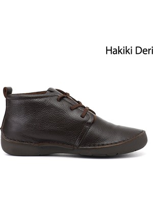 Gönderi(r) Kadın Koyu Kahve  Bağcıklı Hakiki Deri Comfort Bot