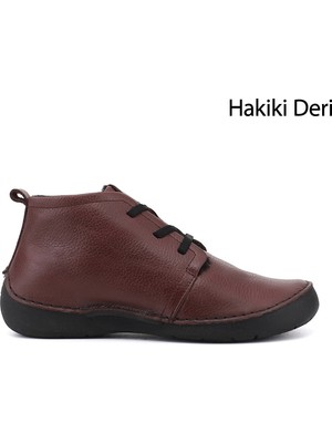 Gönderi(r) Kadın Bordo  Bağcıklı Hakiki Deri Comfort Bot