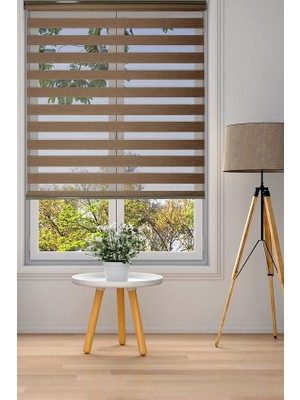 Zebra Stor Perde Bambu Açık Kahve Meşe Ağaç Kabuğu Mutfak Salon Balkon Ofis - 90 x 200