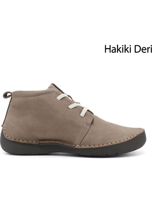 Gönderi(r) Kadın Vizon  Bağcıklı Hakiki Deri Comfort Bot