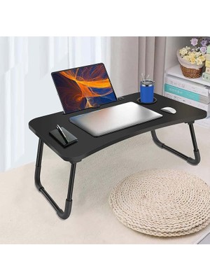 Koltuk Üstü Katlanır Laptop Tablet Sehpası Siyah Ayaklı Çalışma ve Kahvaltı Masası