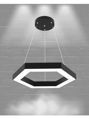 Lighting Hexagon Ayarlanabilir Sarkıt Ledli Modern Siyah LED Avize (6500K (Beyaz Işık))