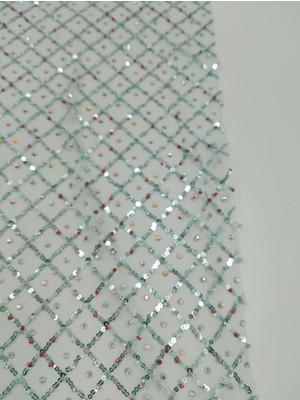 Ünsal Tekstil Geometrik Desen Taşlı Abiyelik Kumaş