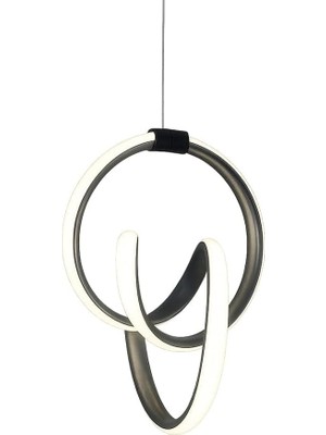 Model Taçlı LED Avize, 3 Renk Işık (Beyaz, Gün Işığı, Sarı), Siyah Kasa, Alüminyum Gövde