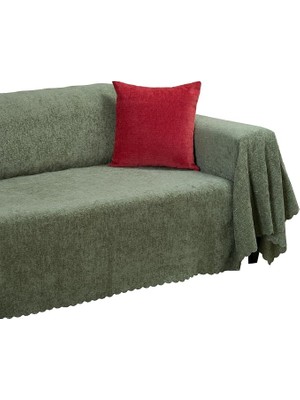 Koltuk Örtüsü 175X300 Large Gramajlı Jakarlı Şönil Sage Yeşili | Kanepe Örtüsü | Kaymaz