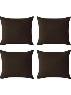Perde Kahve Kırlent Kılıfı 4'lü Set - Gizli Fermuarlı - Kadife Dokulu,kahverengi 1 43 x 43