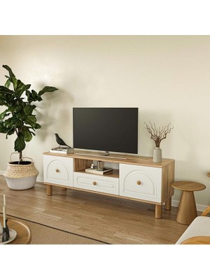 Tv Ünitesi 150 cm N Çizgili Mdf Kapak - Atlantik Çam Atlantik Çam