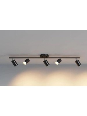 Metal Modern 5 Li Siyah LED Spot Avize Günışığı Ampullü