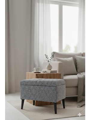 Art Home Sandıklı Keten Kumaş Puf | 60 x 45 x 40 |