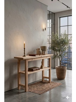 Has Aks Orman Naturel Ahşap Ladin Modern Dresuar Raflı